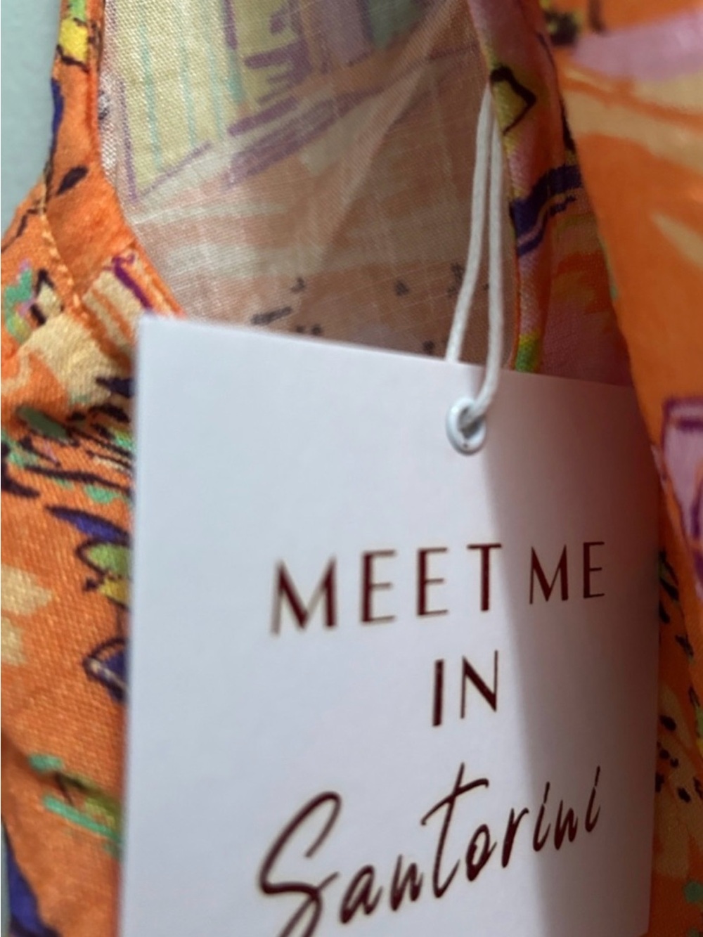 Orange Printed Maxi Dress - Vibrant Beach Scene NWT - Picture 6 of 6